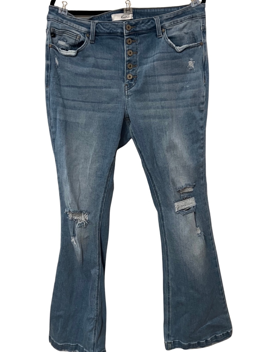 Kancan High Rise Button Fly Distressed Flare Jeans 2XL KC6327M-P
